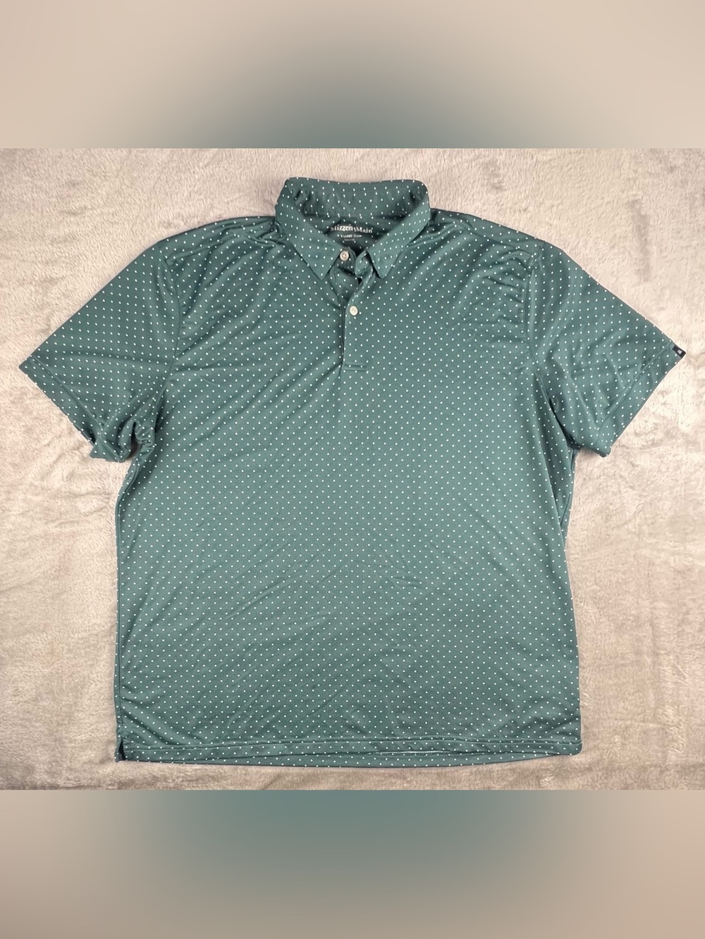 Mizzen+Main Shirt Mens XL Classic Green Polka Dot Golf Polo Short Sleeve Stretch